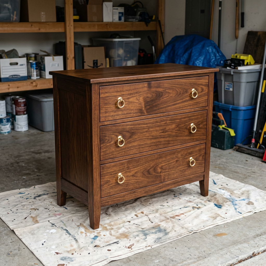 Antique dresser restoration (after) — a water-damaged dresser stripped, repaired and refinished back to a warm satin grain completed by Carl McKee at Carl's and more repair /restore in Hayfield, MN